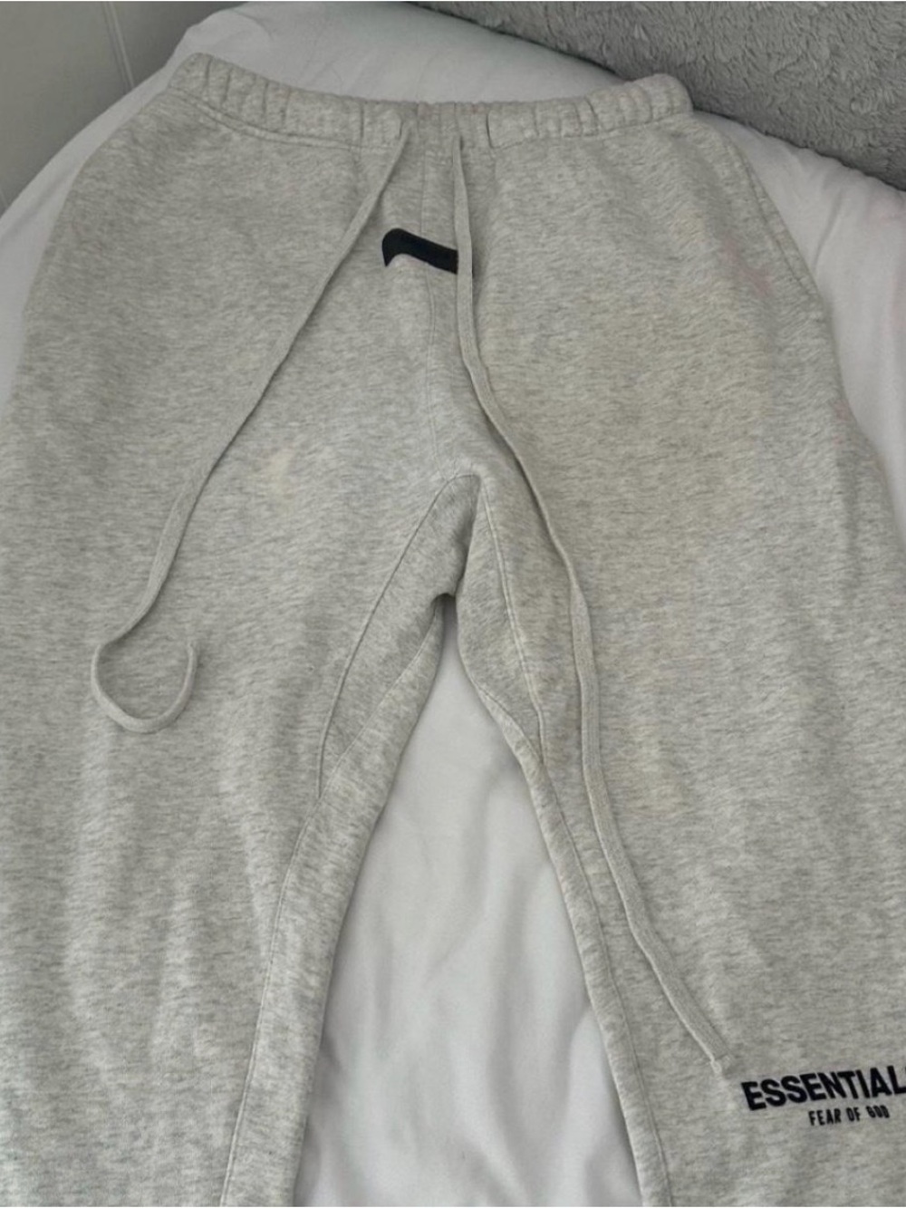 Essentials Light Gray Track Joggers with Black Logo